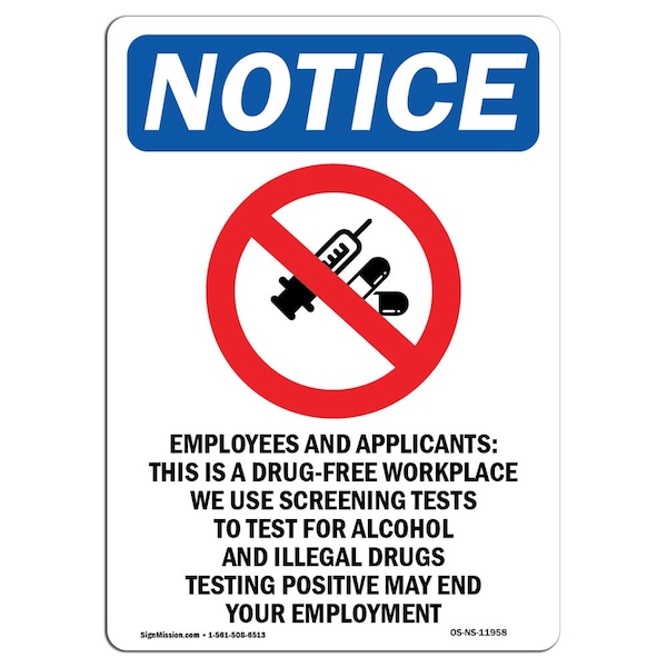 Signmission OSHA Notice, 7" Height, Employees And Applicants Sign With Symbol, 7" X 5", Portrait OS-NS-D-57-V-11958 - main